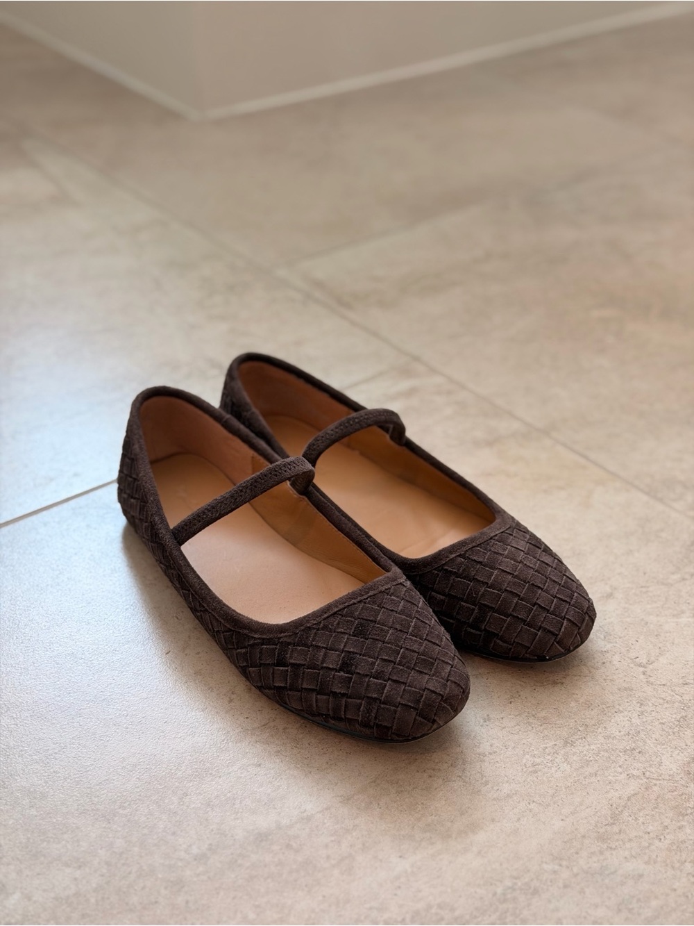 Madewell The Greta Ballet Flats Dark Roast Brown Woven Suede Size 7 - Picture 4 of 12
